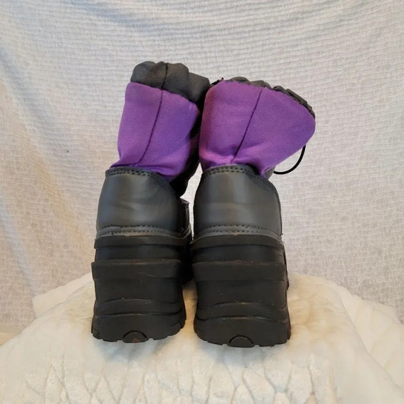 ITASCA Youth Girls Snow Boots Black Purple Drawstring Pull On Insulated Winter 1 - Picture 5 of 9